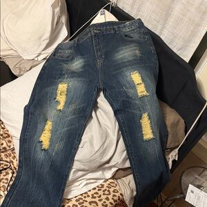 American Eagle Outfitters Dark Blue Distressed Jeans